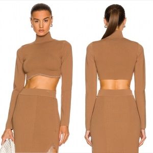 Nicholas “Gael” Cropped Long Sleeve Top in Nude Size XS